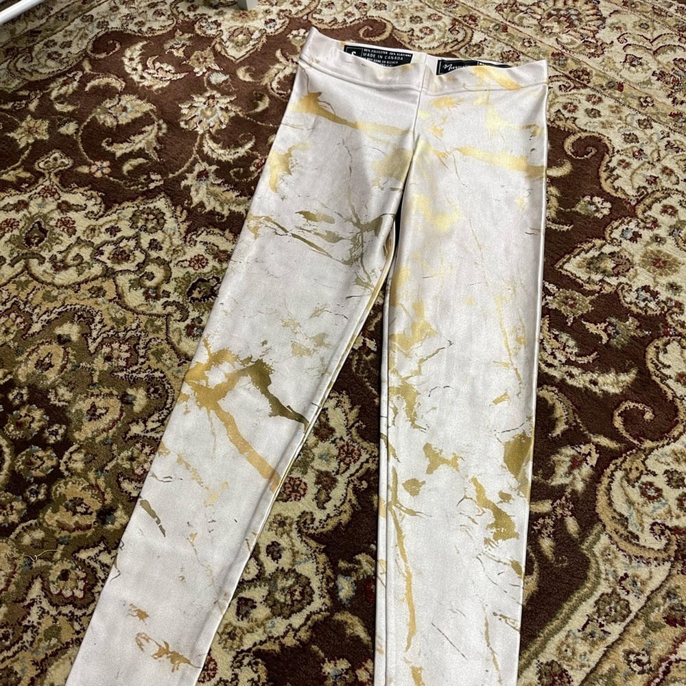 Gold and white leggings